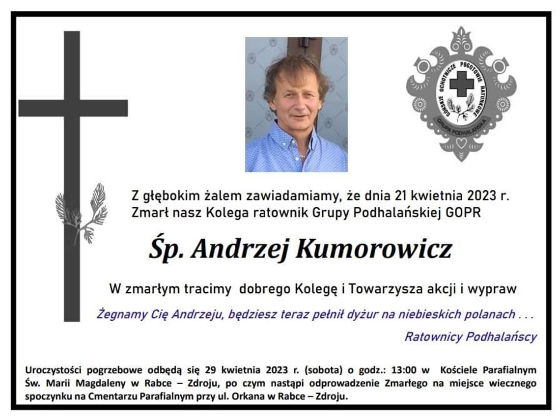 Zmarł ratownik Grupy Podhalańskiej GOPR Andrzej Kumorowicz