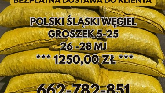 Polski węgiel transport GRATIS ! Kraków / GROSZEK 5-25, 26-28MJ MAŁOPOLSKA
