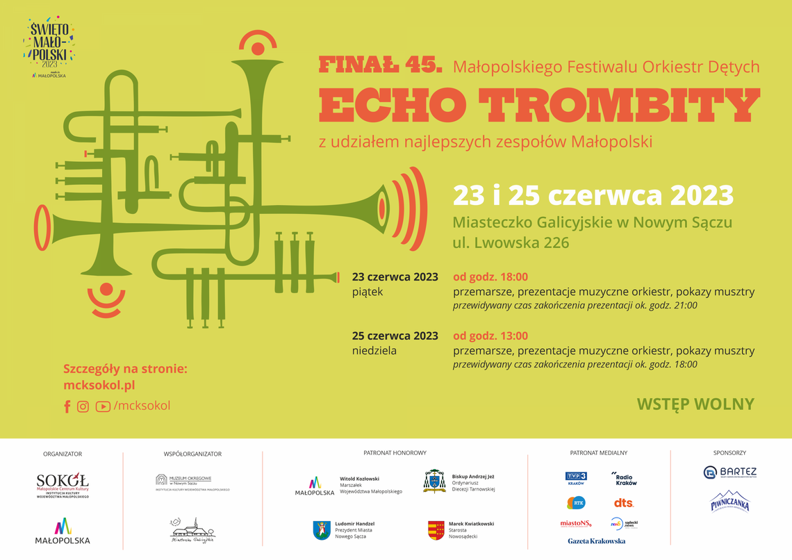 45 Małopolski Festiwal Orkiestr Dętych ECHO TROMBITY 2023 45 Małopolski Festiwal Orkiestr Dętych ECHO TROMBITY 2023