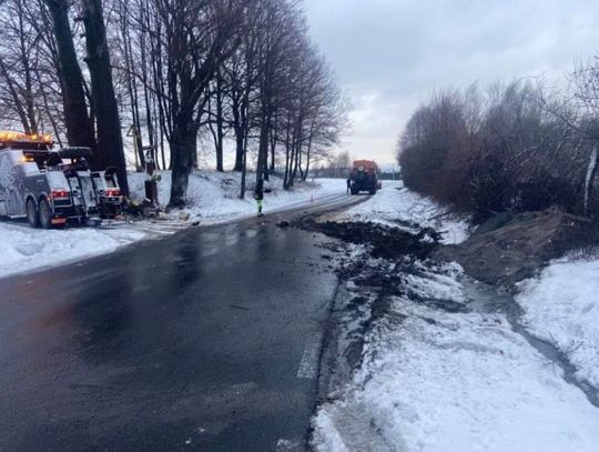 Powiat krakowski. Piaskarka wylądowała w przydrożnym rowie