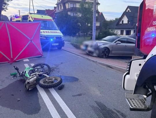 Wypadek w Bańskiej Niżnej. 14-letni motocyklista trafił do szpitala