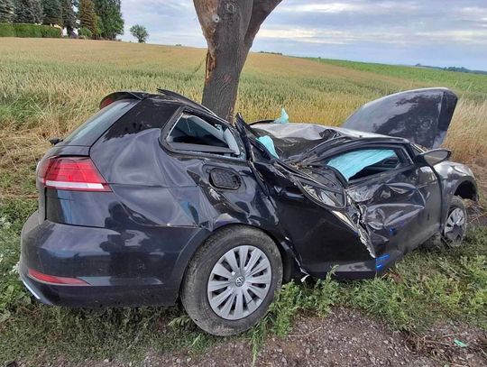 Poważny wypadek na DW-783 w Witowicach. Samochód uderzył w drzewo, jedna osoba ranna